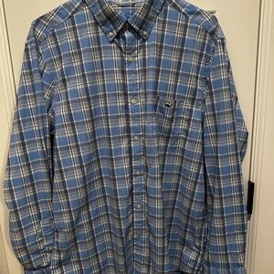 Vineyard Vines Blue and White Plaid Shirt